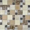 Glasmozaïek XCM MC539 Zilver/beige/bruin 29,8x29,8 Cm