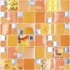 Glasmozaïek XCM MC569 Zilver/oranje 29,8x29,8 Cm
