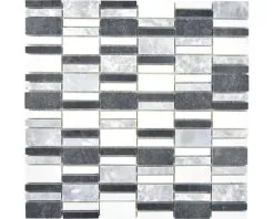 Natuursteen Mozaïek XNM BC449 Zwart/wit/grijs 30x30 Cm