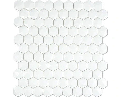 Glasmozaïek Arctic 01 Hexagon Wit 30x29 Cm