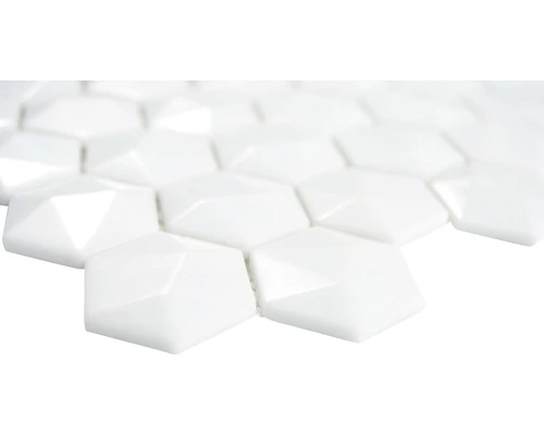Glasmozaïek Arctic 01 Hexagon Wit 30x29 Cm - Afbeelding 3