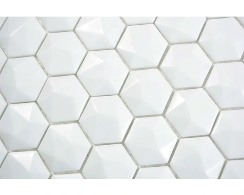 Glasmozaïek Arctic 01 Hexagon Wit 30x29 Cm - Afbeelding 2