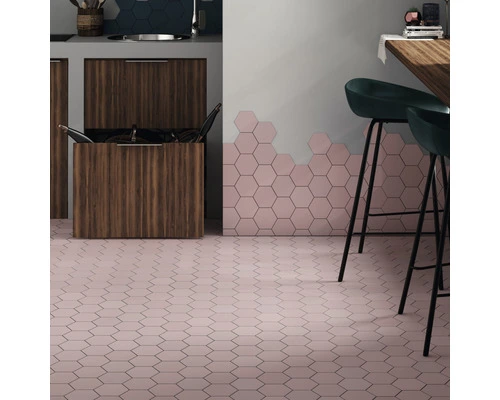 Wand- En Vloertegel Qroma Zeshoek Roze 10.1 X 11.6 Cm - Afbeelding 2