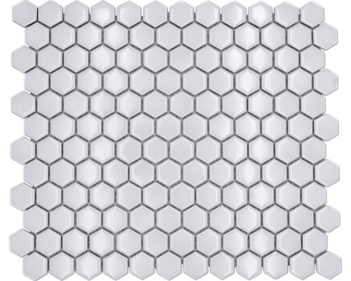 Keramisch Mozaïek Hexagon Uni Wit Glans 26x30 Cm