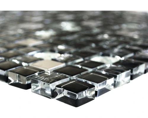 Glasmozaïek Chrystal XCM M780 Zwart/wit/zilver/grijs 30x30 Cm - Afbeelding 2