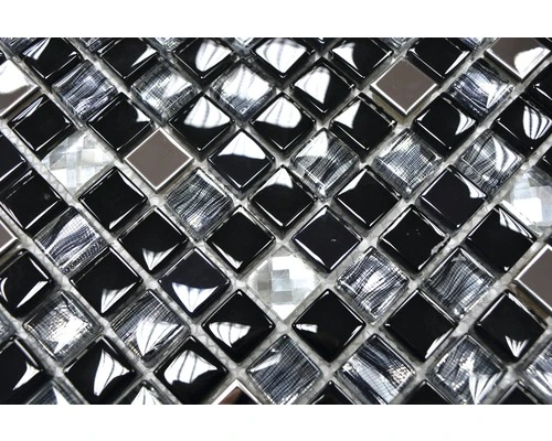 Glasmozaïek Chrystal XCM M780 Zwart/wit/zilver/grijs 30x30 Cm - Afbeelding 3