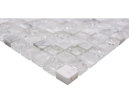 Glasmozaïek Chrystal XIC 1011 Wit Mix Craquelé/gebroken Glas 30,5x30,5 Cm - Afbeelding 2