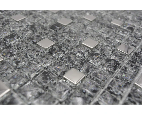 Glasmozaïek Chrystal XIC 1099 Zwart/zilver Mix Craquelé/gebroken Glas 30x30 Cm - Afbeelding 8