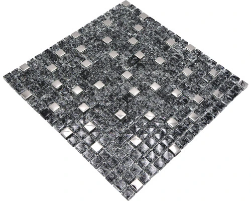 Glasmozaïek Chrystal XIC 1099 Zwart/zilver Mix Craquelé/gebroken Glas 30x30 Cm - Afbeelding 9