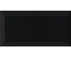 Wandtegel Metro Biselado Negro Glans 10x20 Cm