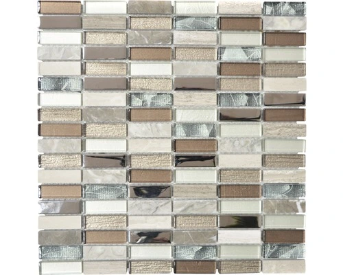 Glasmozaïek XCM SM68 Wit/beige/bruin 29,8x30,4 Cm