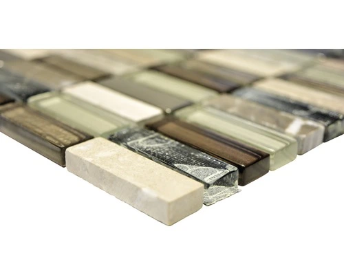 Glasmozaïek XCM SM68 Wit/beige/bruin 29,8x30,4 Cm - Afbeelding 2