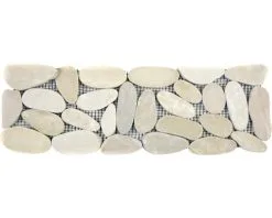 Natuursteen Mozaïek BO IN14KS Kiezel Wit/beige 10x30 Cm