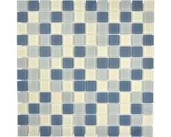 Glasmozaïek Crystal CM4SE1M Wit/zilver/grijs 30x30 Cm