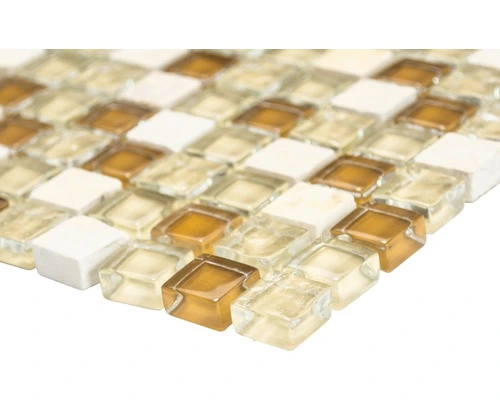 Glasmozaïek Crystal XCM M820 Beige Mix 30,5x32,5 Cm - Afbeelding 2